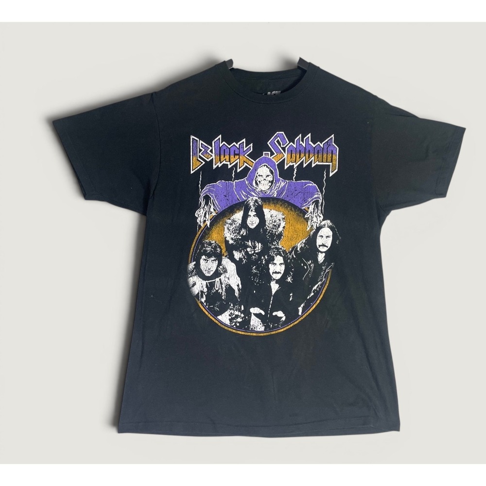 Black Sabbath Graphic Band T-Shirt Mens Large Black Reaper Heavy Metal Rock 2023